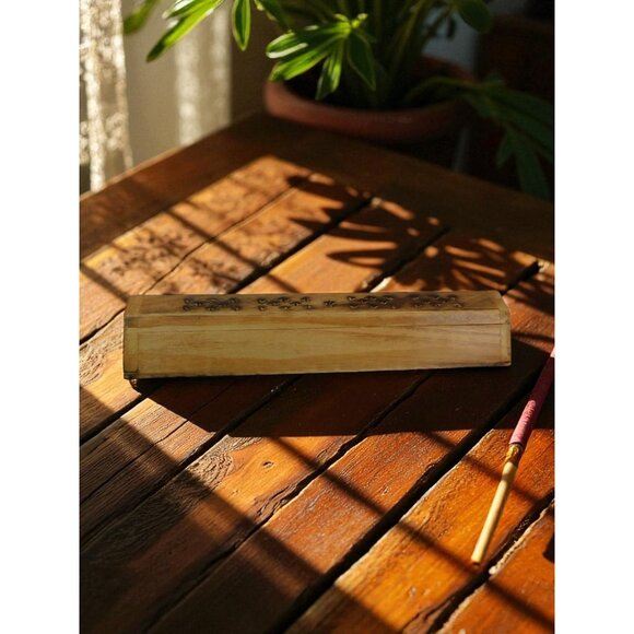 Wooden Incense Burner Box Holder Aromatherapy Cone Stick Storage Rustic Decor - Picture 2 of 9